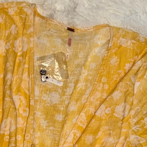 NWOT Free People Pappiet Midi Shirt Dress Sunshine Combo Sz M - Picture 6 of 7